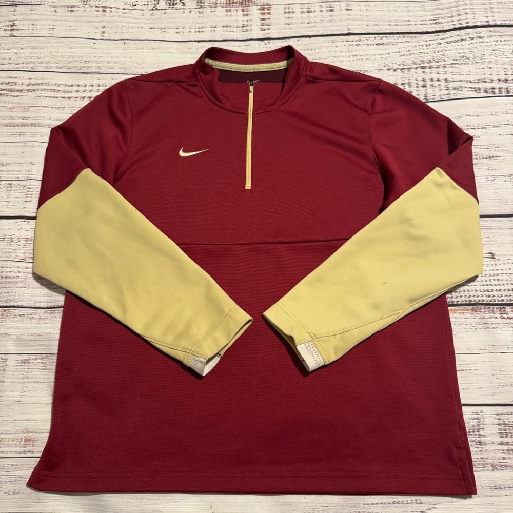Nike 1/4 Zip Pullover Sweater Florida State Seminoles Colors Men's Size Large